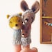 FINGER PUPPET BOX Needle Felted Kangaroo and Fox in a Vintage Wooden Box, Unique Mother's Day Gift, Wall Hanging, Nursery Art, Children