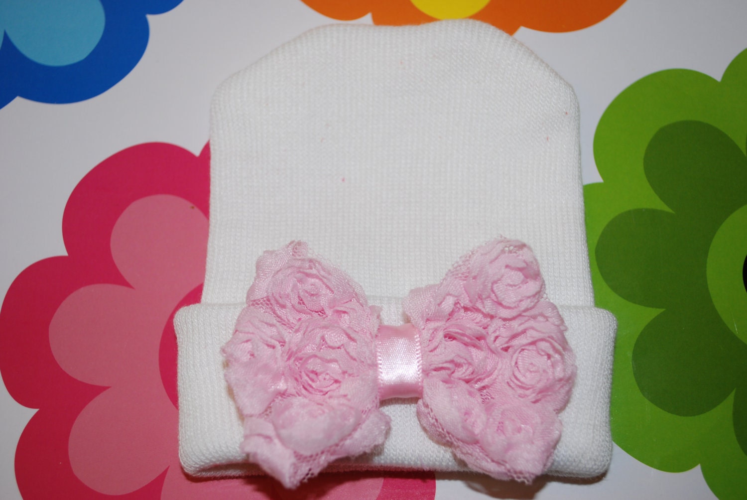 infant hat- baby hat- newborn hat- its a girl- baby girl- little sister- pink bow- baby bow- infant bow- pink rose
