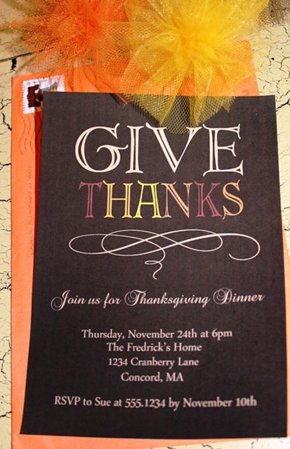 Printable Thanksgiving Dinner Party Invitation - Give Thanks Il_570xn