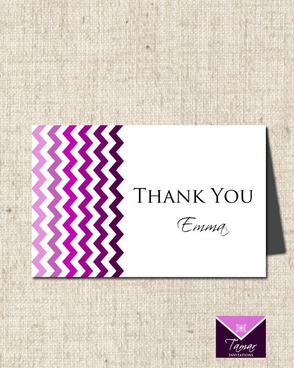 Printable Chevron Thank You Card - Bridal Shower , Baby Shower or Any Occasion Il_570xn
