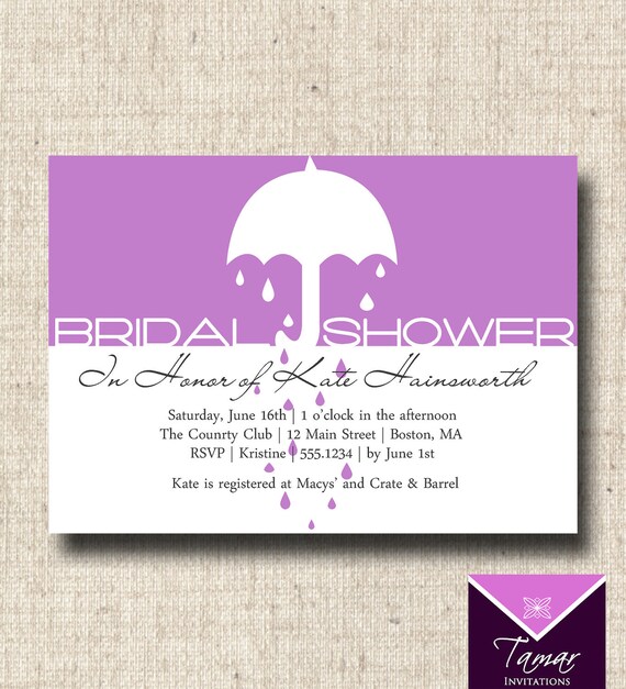 Printable Bridal Shower Invitation - Modern Umbrella and Rain Drops Il_570xn