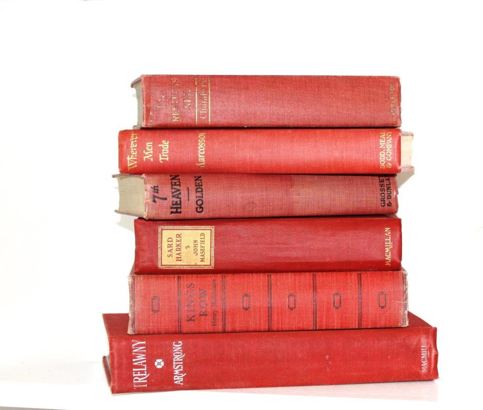 Red Books 6 Classic Vintage Collection Interior Design Photography Pottery Barn Style Wedding Decor