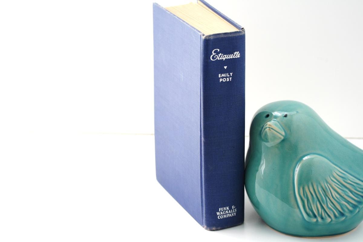 Reserved for Matthew-Vintage Book of Ediquette by Emily Post 1947 Navy Decor  6x9x2