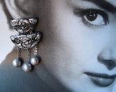 Sculpted 'CZARINA' Earrings with Metallic Leaf One of a Kind Handmade by Pauletta