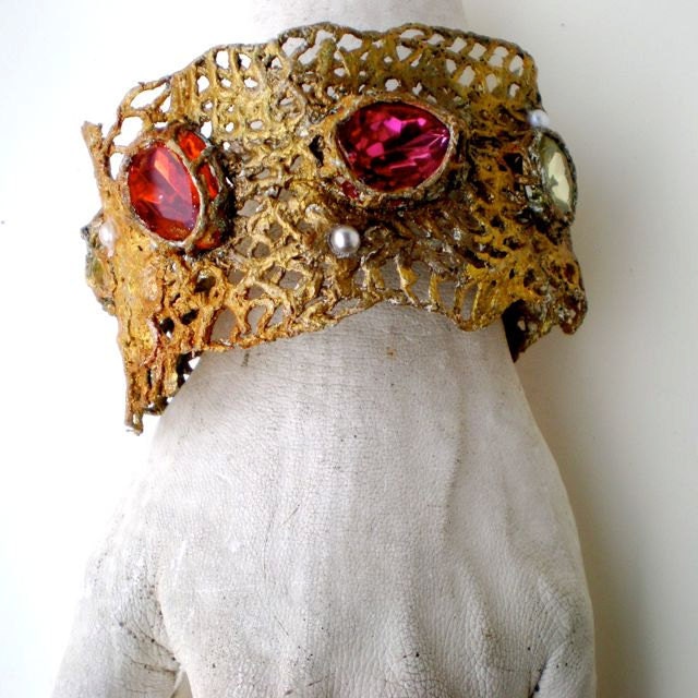 Gold & Multi- Mesh Cuff Handmade One of a Kind by Pauletta