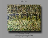 Large Original painting Abstract modern impasto forest landscape yellow gold autumn tree 30x24 by LAS