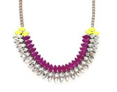 The Rainey Necklace - Neon Purple & Neon Yellow
