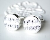 Music Sheet Note Cufflinks - vintage print- gift for fathers day birthday or wedding day - by White Truffle