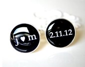 You heart me and date cufflinks -  keepsake gift for the groom groomsmen father of the bride on wedding day