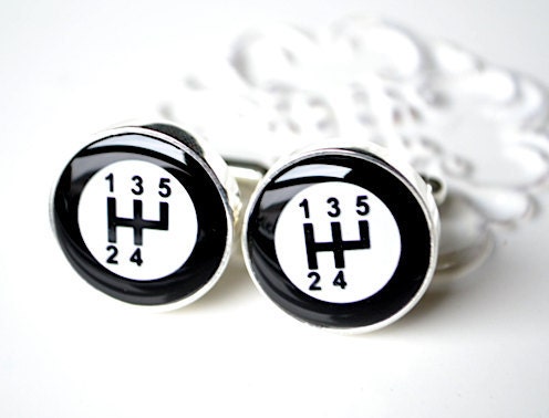 Gear shift cufflinks - gift for him, brother, father, husband, groom, groomsmen for Holiday, birthday, anniversary or wedding