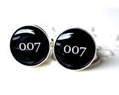 007 cufflinks - black and white James Bond Inspired mens accessories