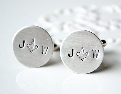 fleur de lis initial cufflinks - you heart me keepsake cufflinks for the groom and groomsmen