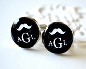 Personalized Mustache Monogram Cufflinks - Keepsake for the groomsmen groom best man or usher -  wedding day memory - style 020
