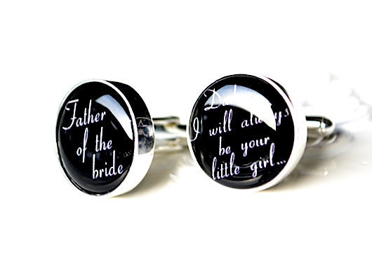 I love you forever dad cufflinks - Father of the bride keepsake gift cufflinks - black and white script print Dad cufflinks