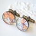 World Map Cufflinks - vintage antique brass keepsake gift