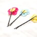 Felt flower bobby pin - set of 3, light blue,pink snd yellow ,spring flowers clips