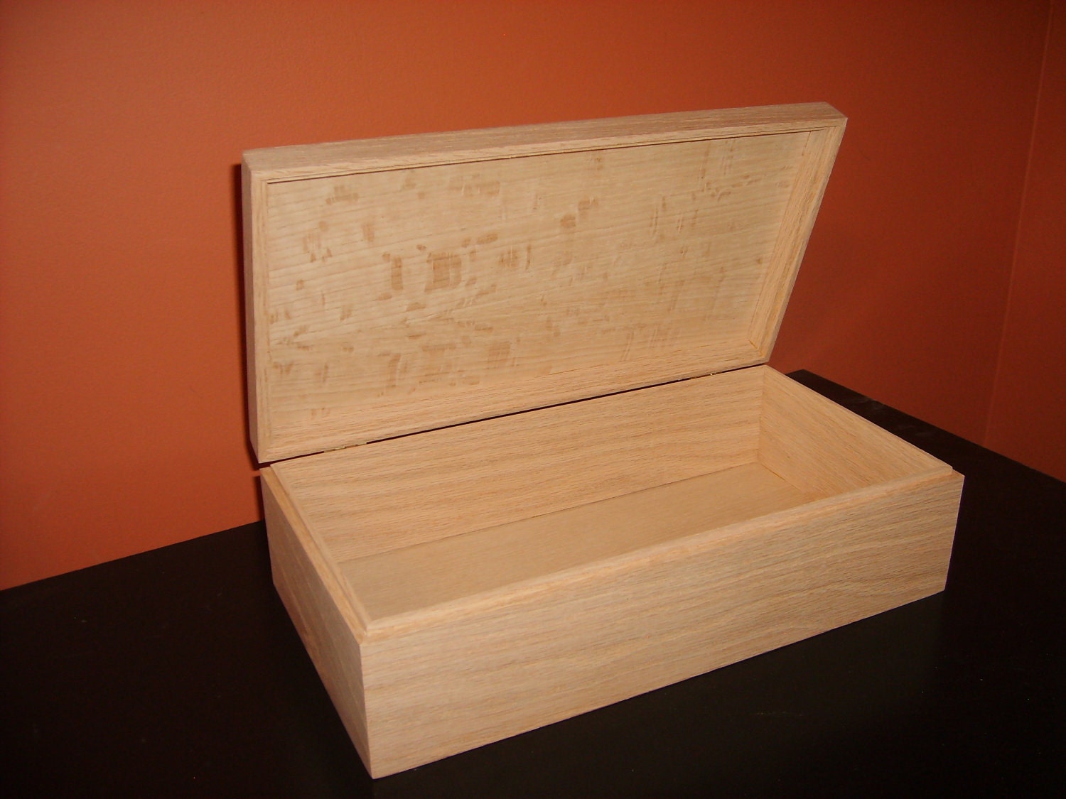 Unfinished Wood Box with Hinges-10x6 x3 3/4-Oak Box