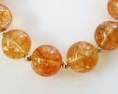 Golden Citrine Beaded Necklace, 14K Gold Filled, Big Bold Statement, Clear AA Quality, Designer, Chunky, Semi Precious Gemstone