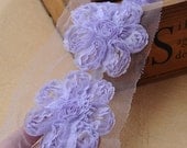 3D Rose Lace Trim Flower Trim  Lavender Lace Costume Headware Cosplay Home Decor Supplies D:2.6'' Wide 2 Yards