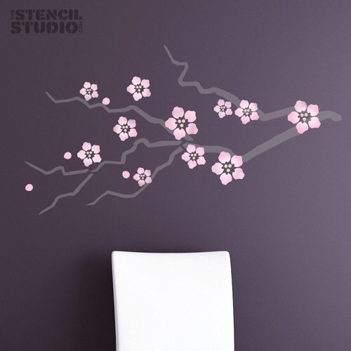 Cherry Blossom Wall Mural Stencil At Toddcmunson Blog