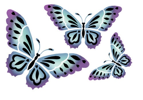 Butterfly stencils, 3 x reusable (2 layer) stencils, Beautiful Butterfly, Sizes XS, S & M