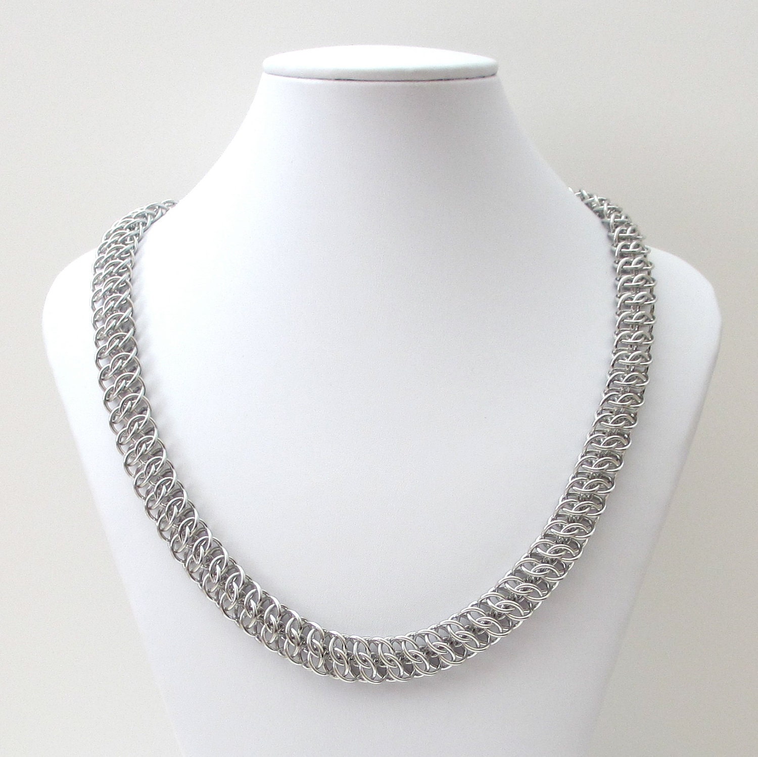 Chainmail necklace, silver aluminum GSG weave