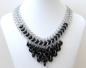 Black chainmail necklace with glass rings