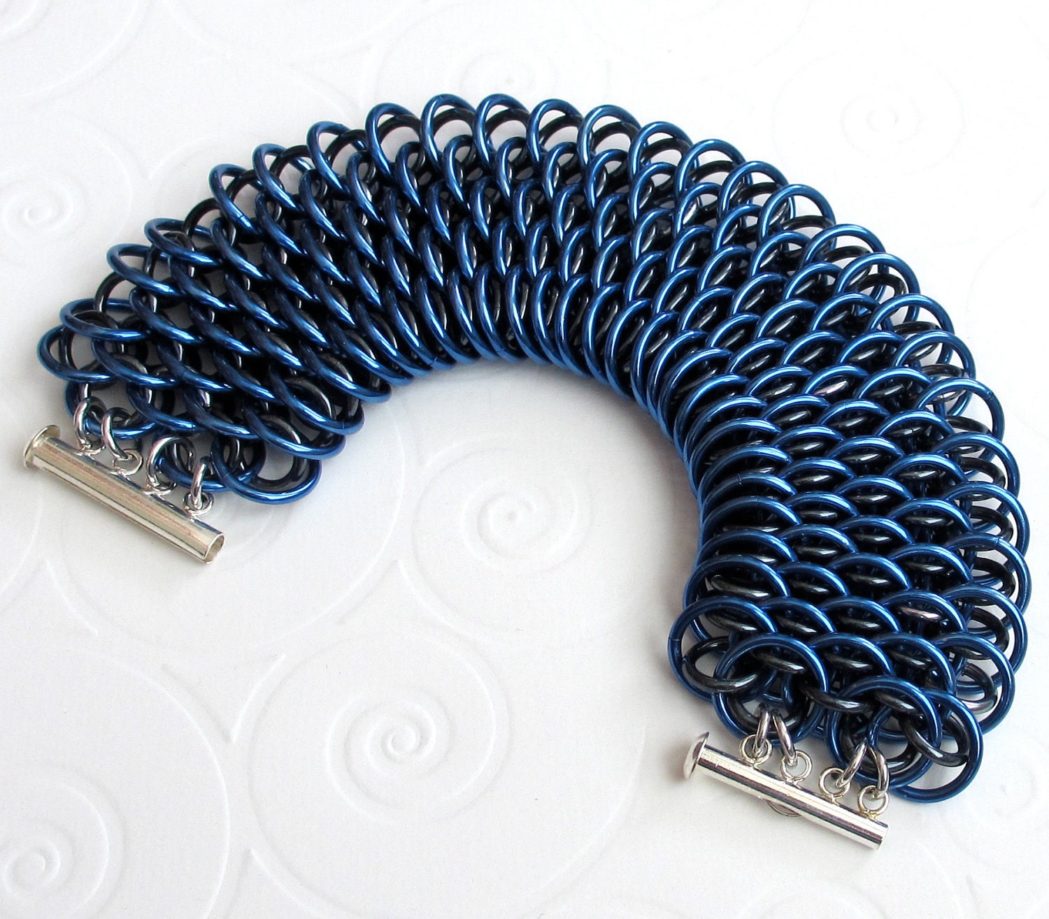 Chunky chainmail bracelet Dragonscale weave by TattooedAndChained