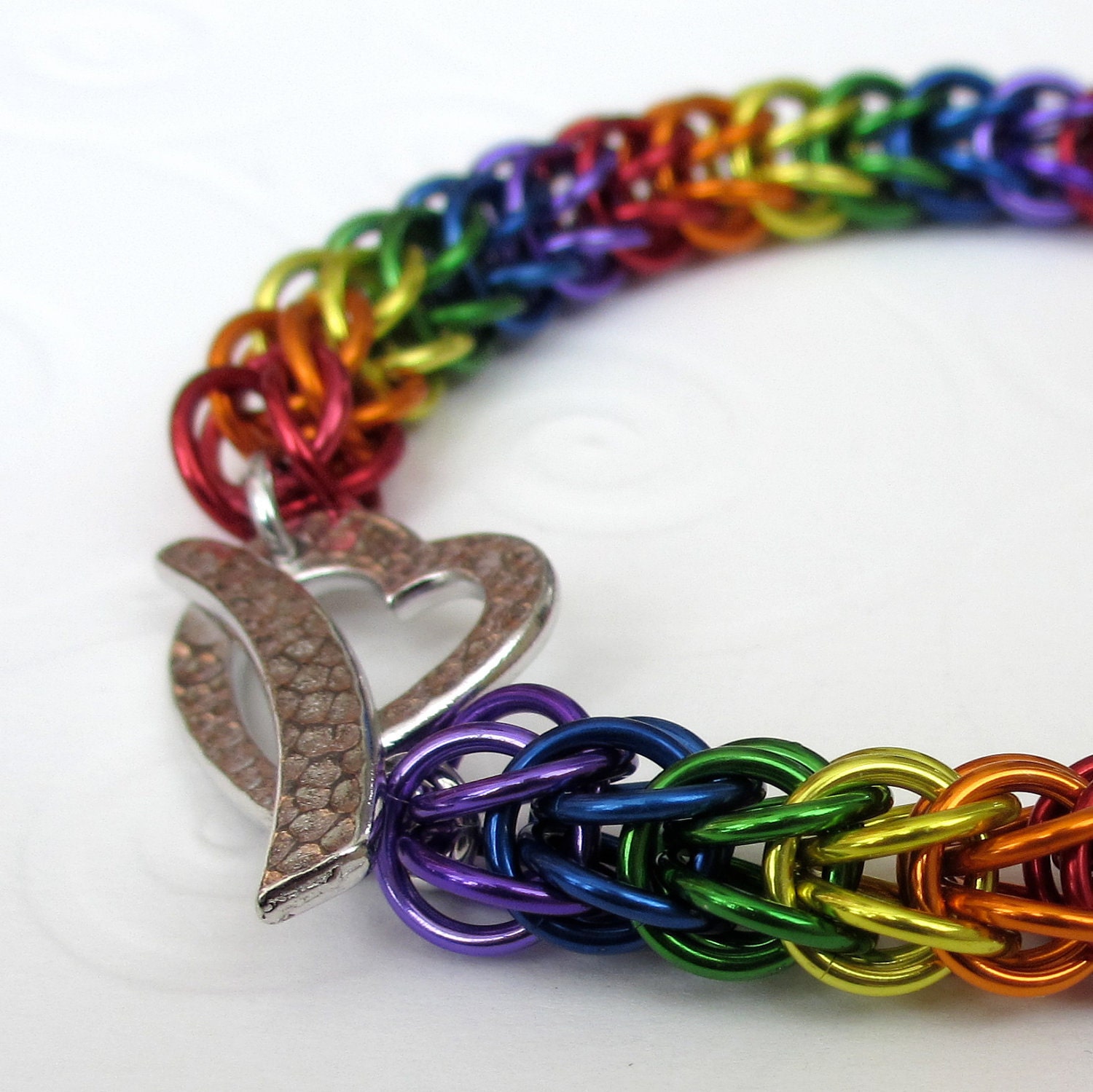 Rainbow chain maille bracelet Full Persian weave