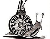 Tempo. Original ink drawing on high quality paper