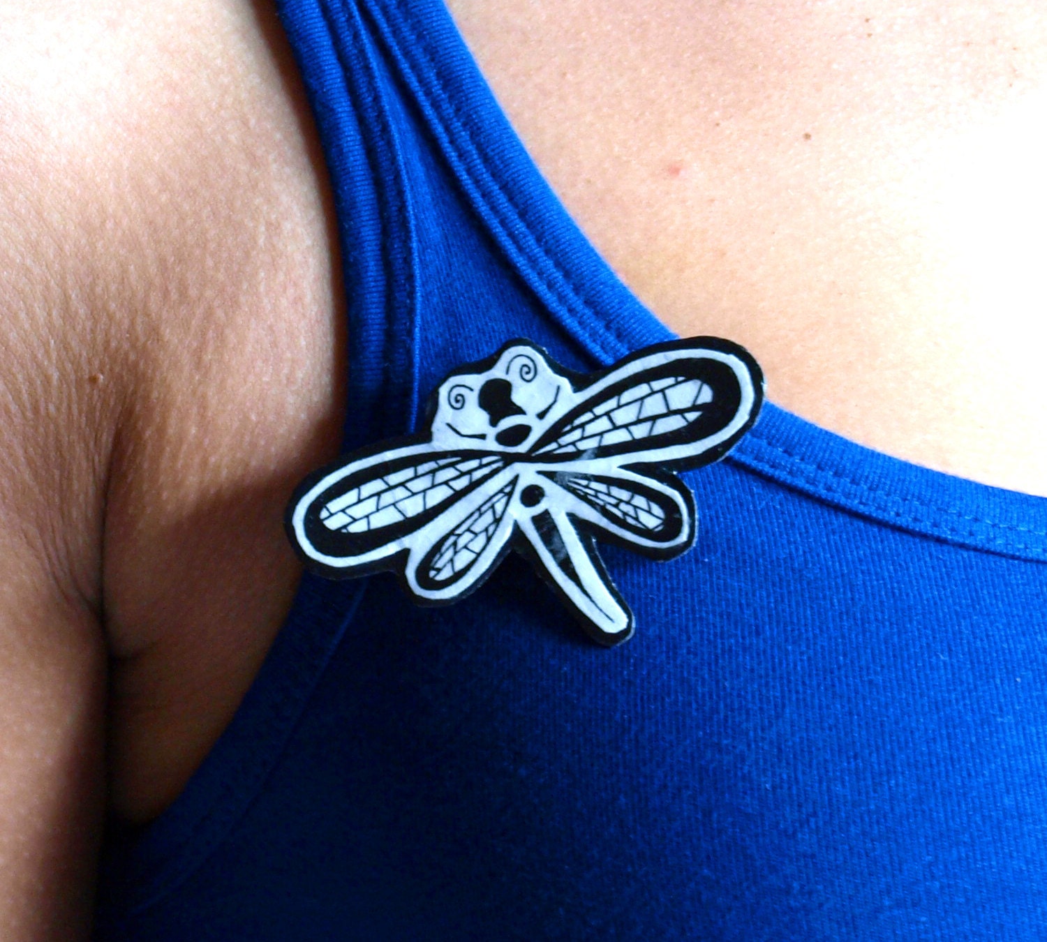 Dragonfly. Pin / brooch. Wearable art badge