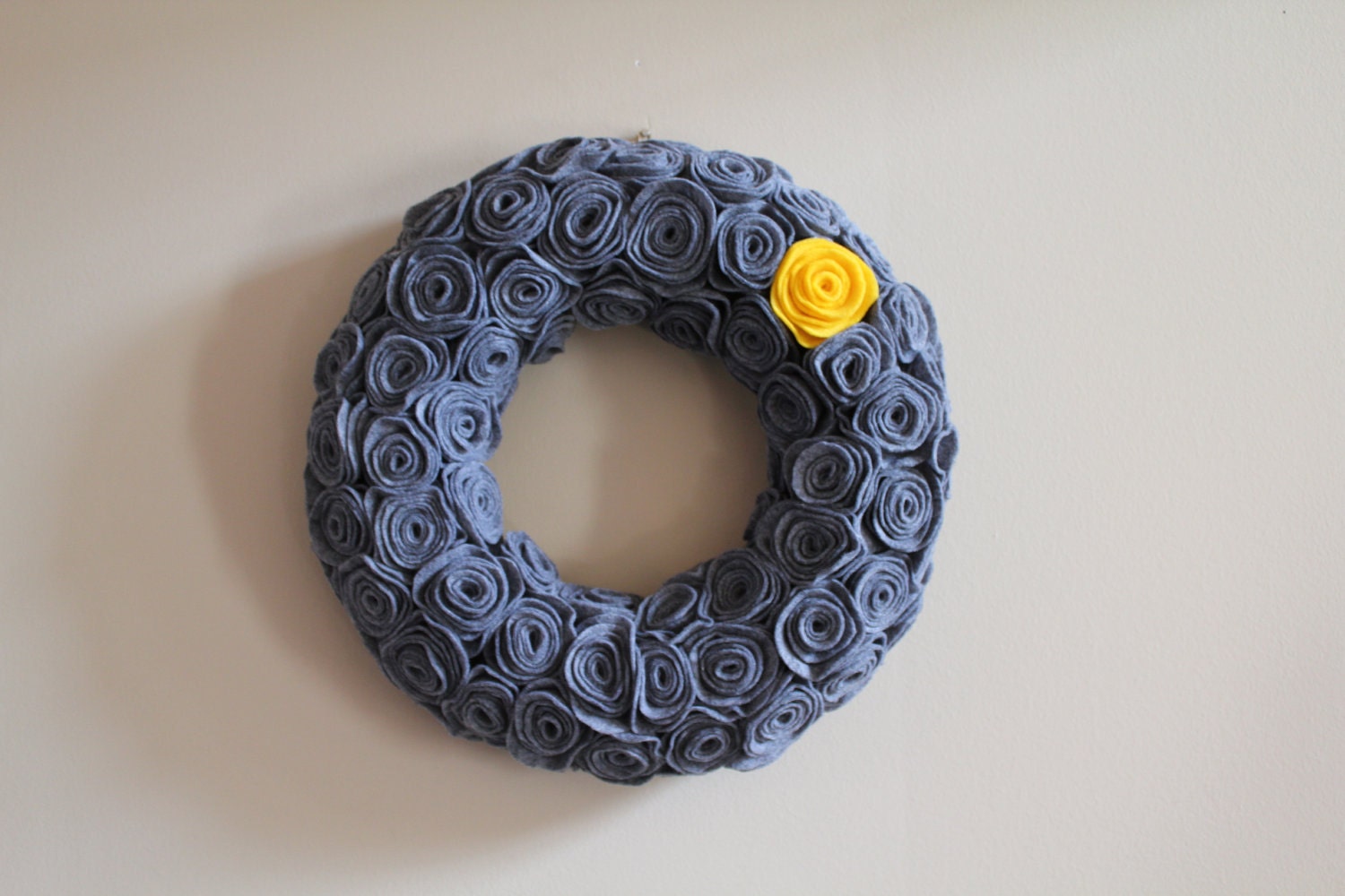 Grey Felt Rosette Handmade Wreath
