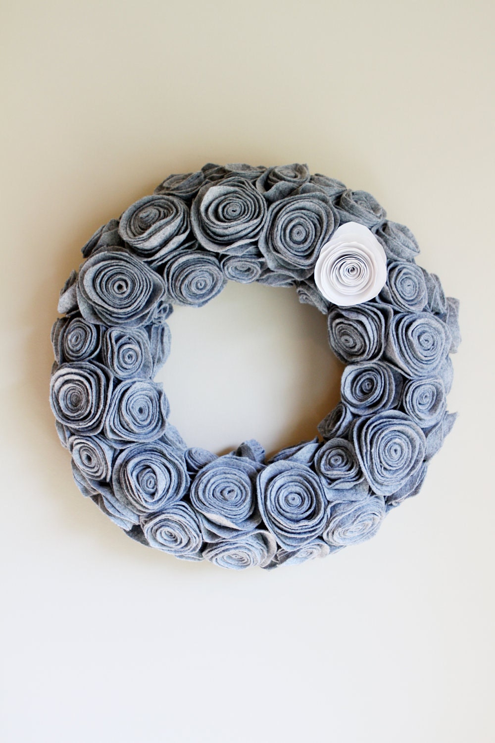 Handmade Grey Felt Rosette Wreath