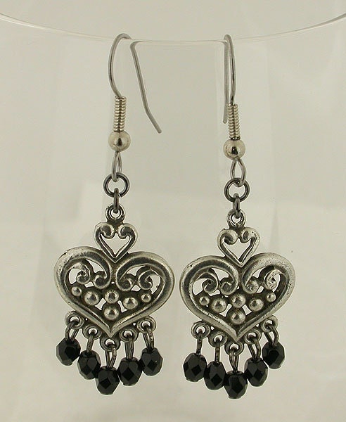 Heart Silver Earrings Vintage Look