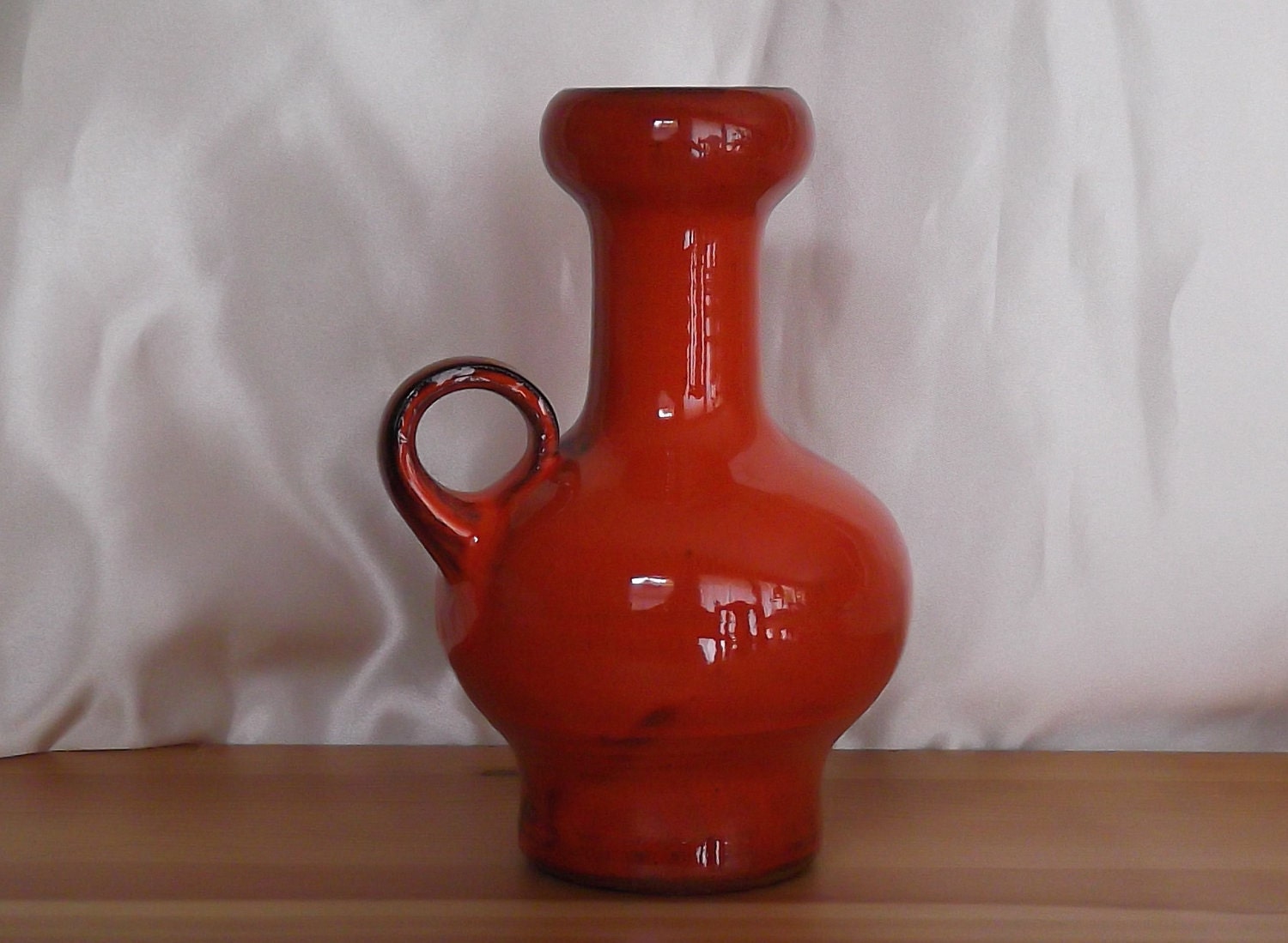 Orange West German Pottery vase -  bold and shiny