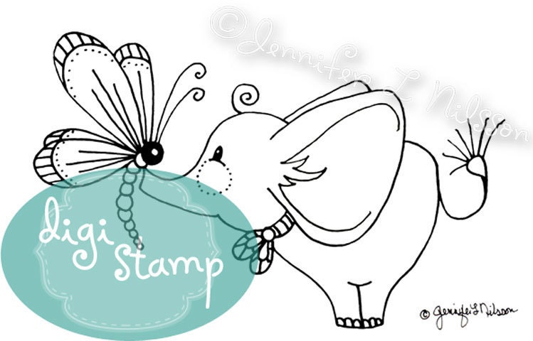 Digital Stamp - Ellie Elephant