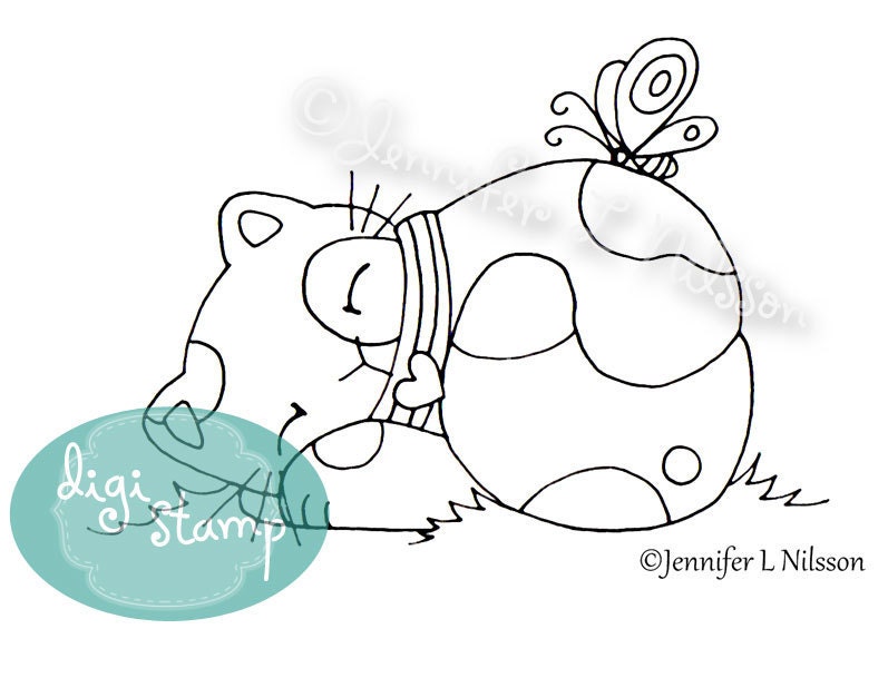 Digital Stamp - Cat Nap - digistamp