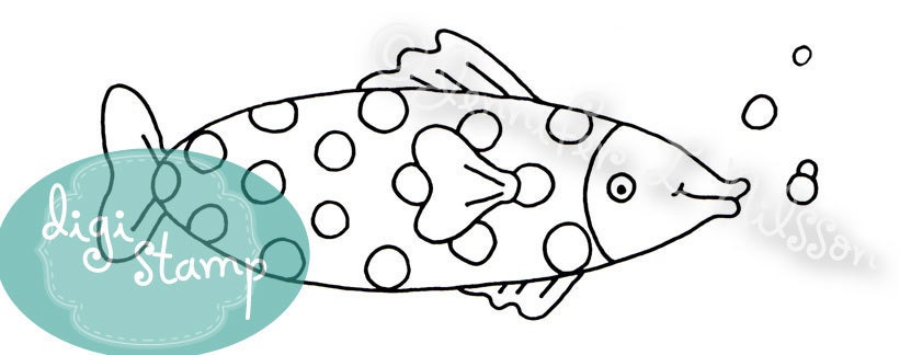 Digital Stamp - Dotted Fish 1 - digistamp