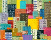 abstract skyline, abstract cityscape, 8x10 PRINT new york city, NYC   by Elizabeth Rosen