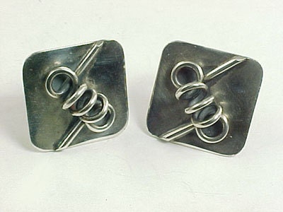 Modernist Sterling Silver Earrings - Joseph Skinger