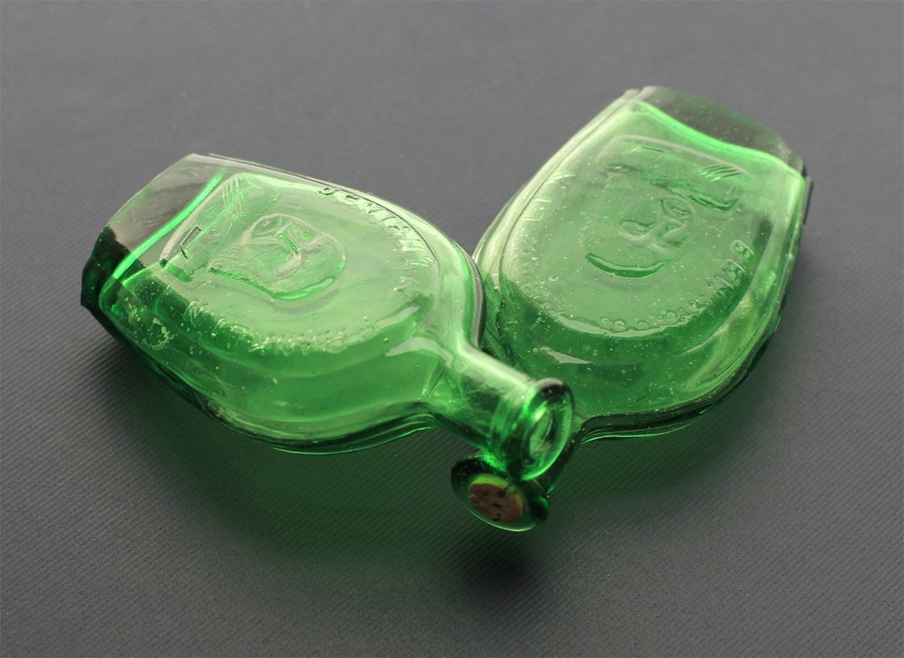 Green Glass Bottles - Ben Franklin Mini Bitters Bottles
