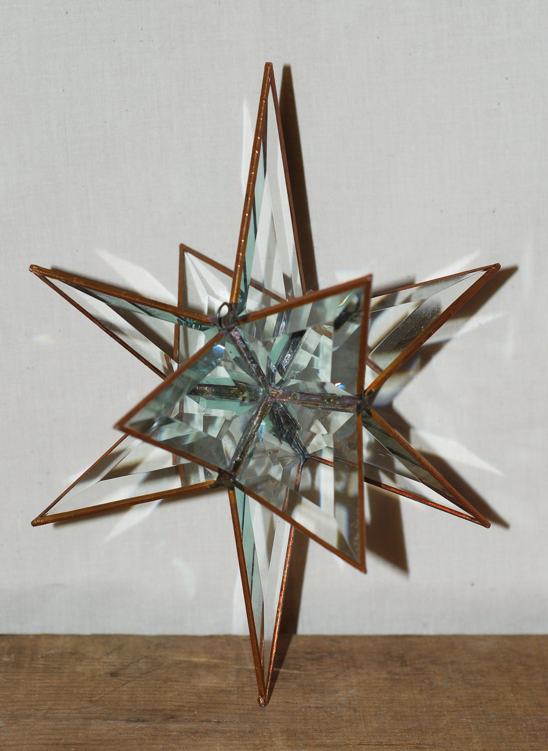 Vintage 3D 12 Point Crystal Clear Prism 10" Moravian Star