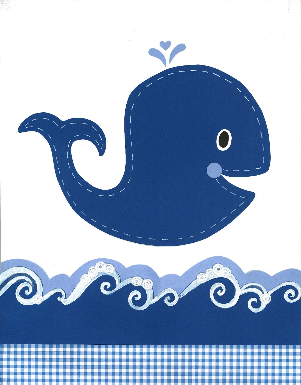 Whale Nautical Nursery, Pottery Barn Jackson, Ocean Bathroom decor, Navy Kids Wall Art Print, "Blue Beluga" Baby Decor