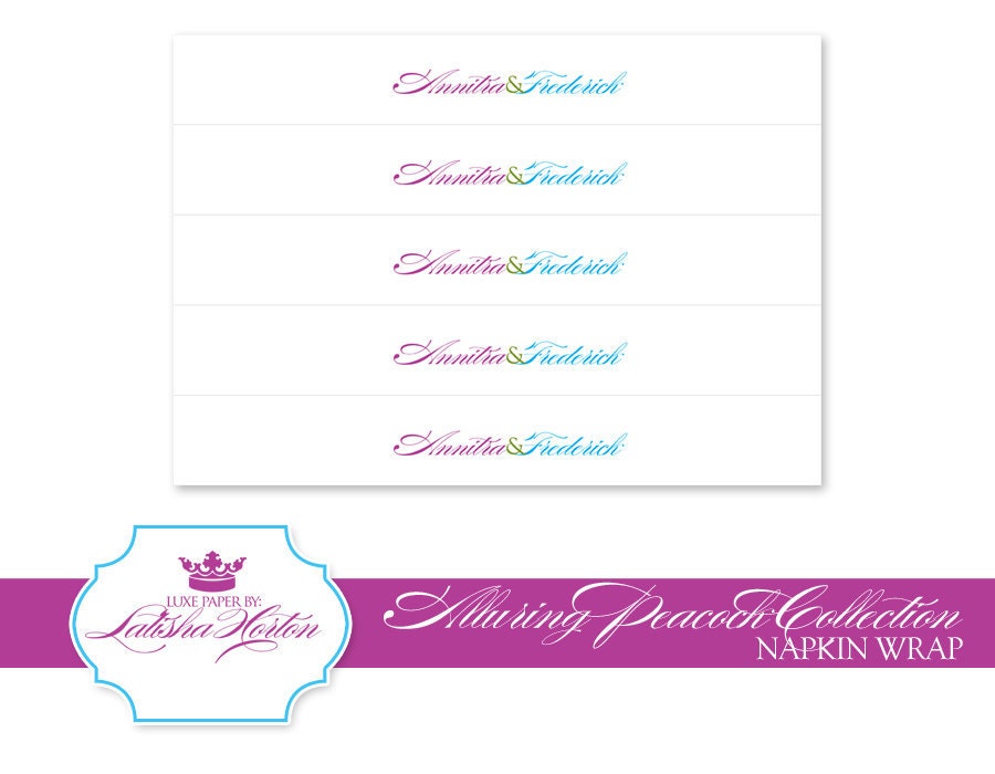 Peacock Collection - Printable Napkin Wraps