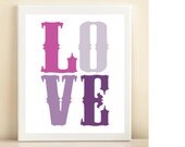 Purple "Love" print poster