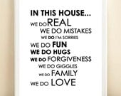 Black and White "We Do Love" print poster