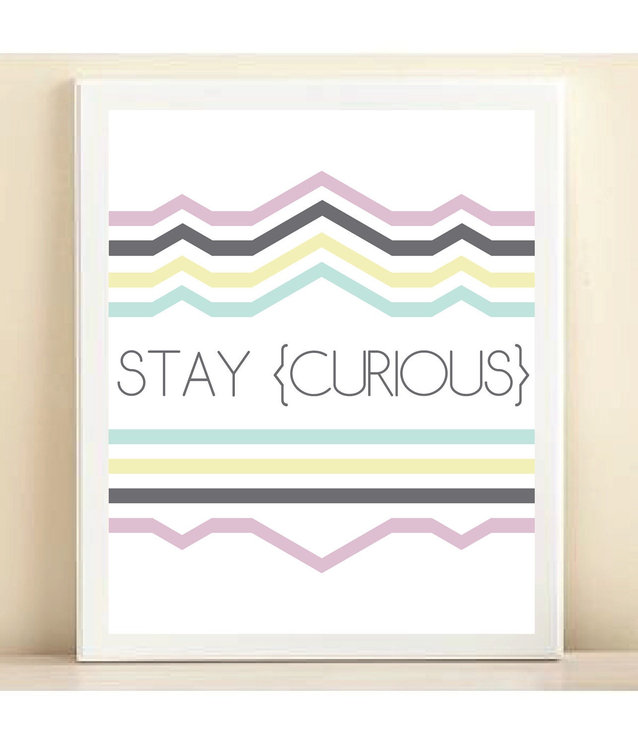 Purple, Yellow, Aqua, & Grey Tribal 'Stay Curious'