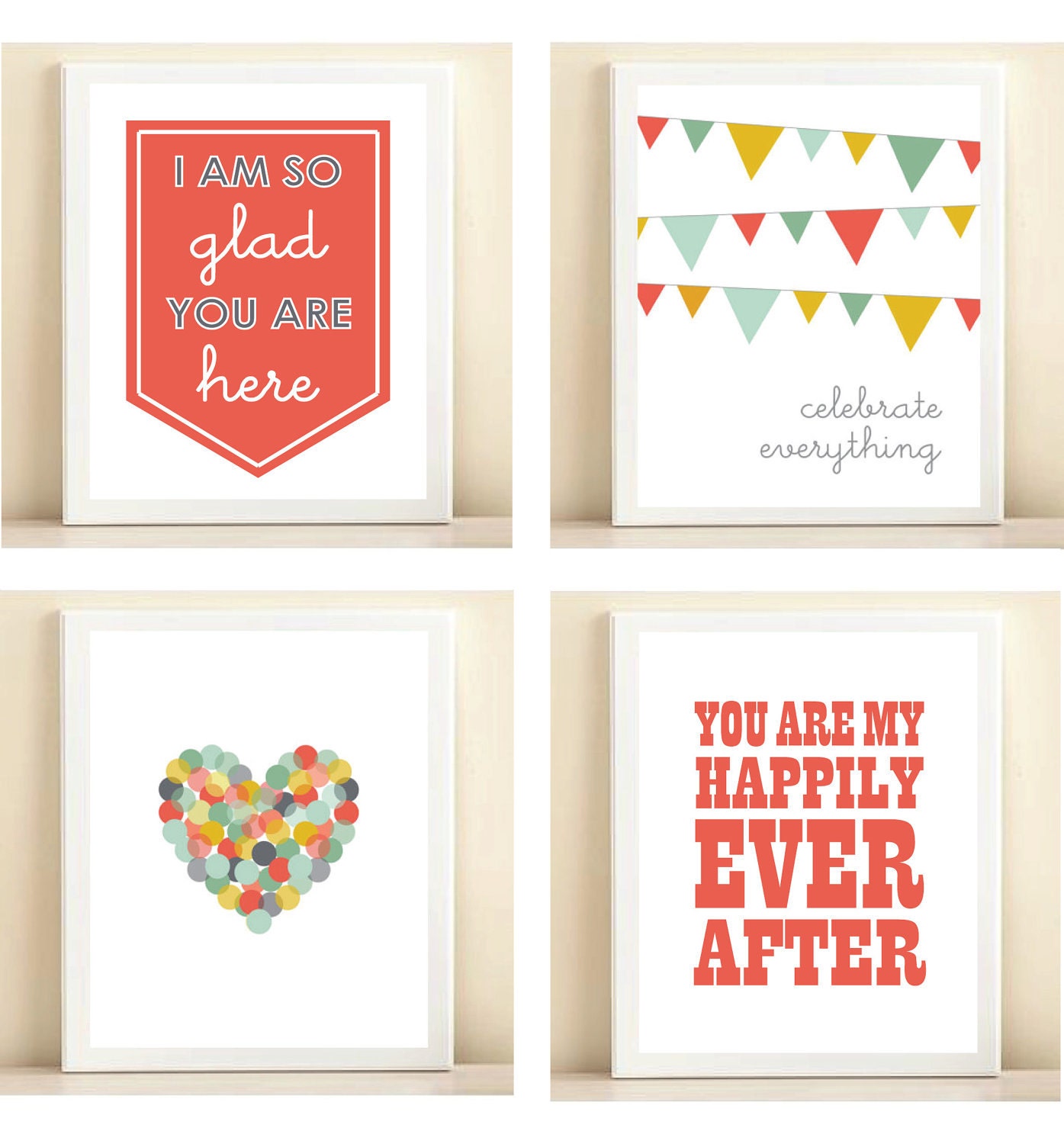 Coral, Aqua, and Yellow Collection