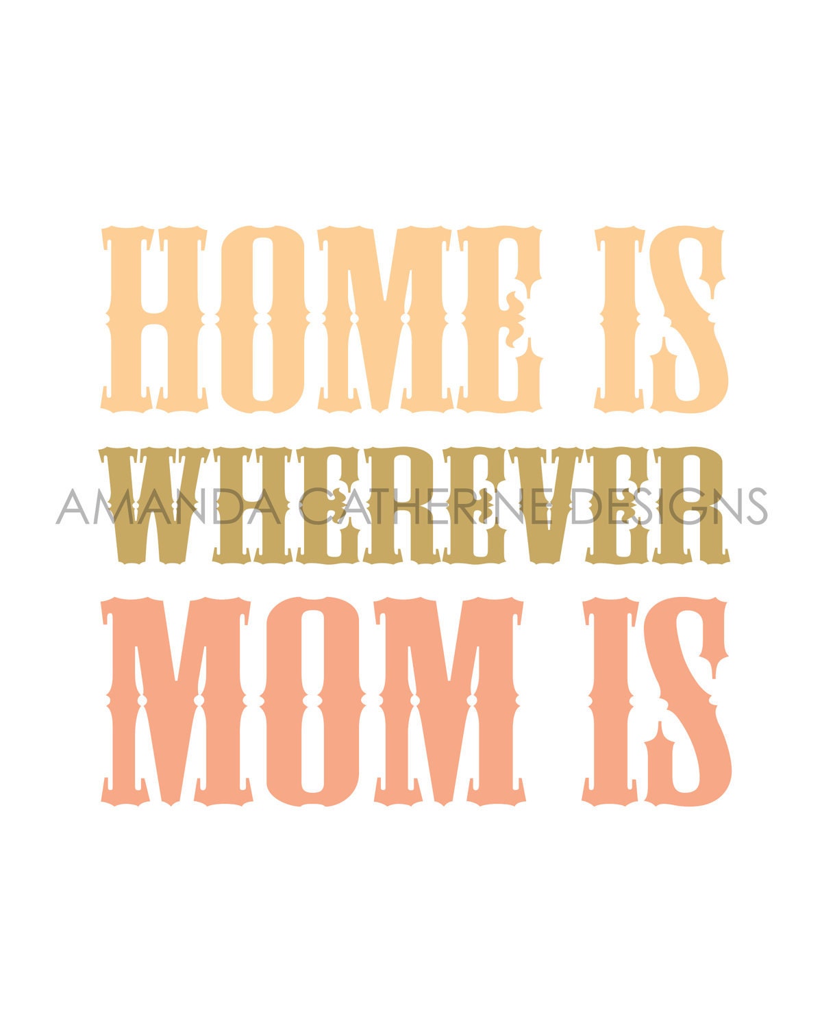 Peach & Pink "Home Is Wherever Mom Is" Mother's Day print poster