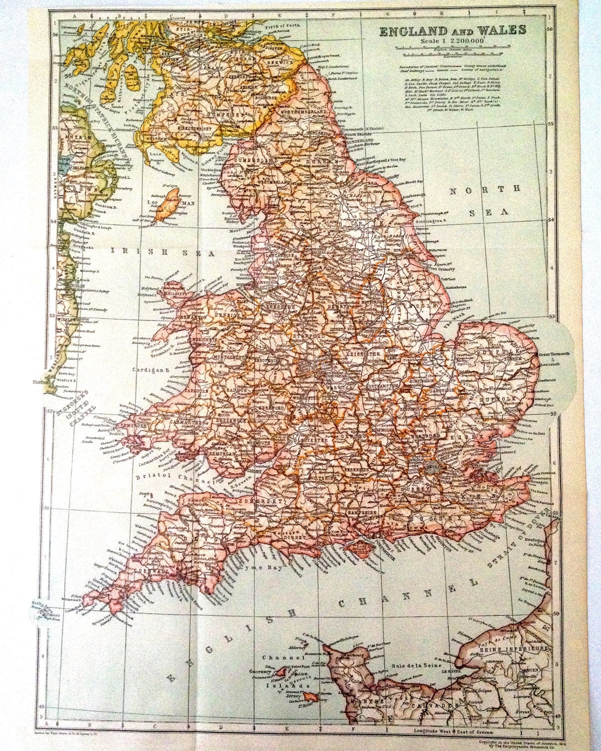 England and Wales Map from 1910
